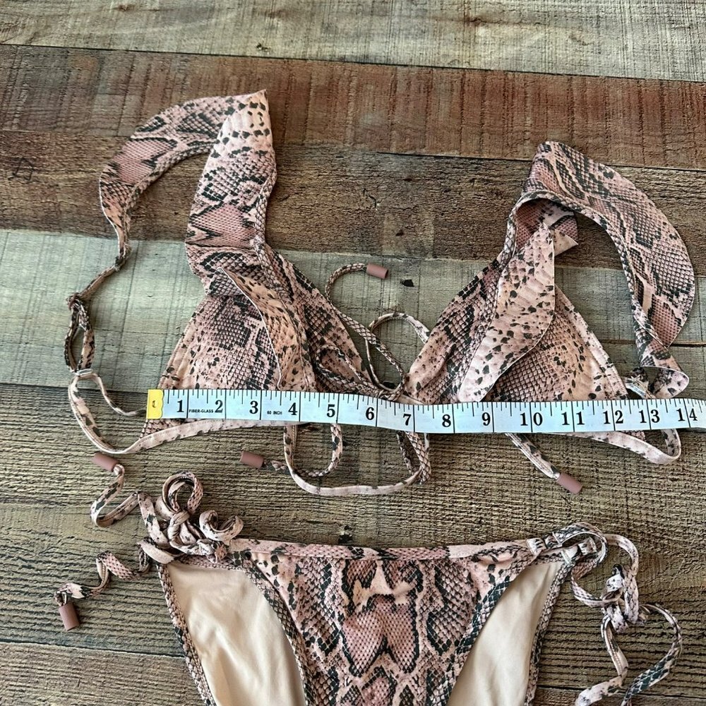 Zimmermann Moonshine Waterfall Frill Bikini Pink Snacke Print Swimsuit Swimwear - Picture 2 of 12